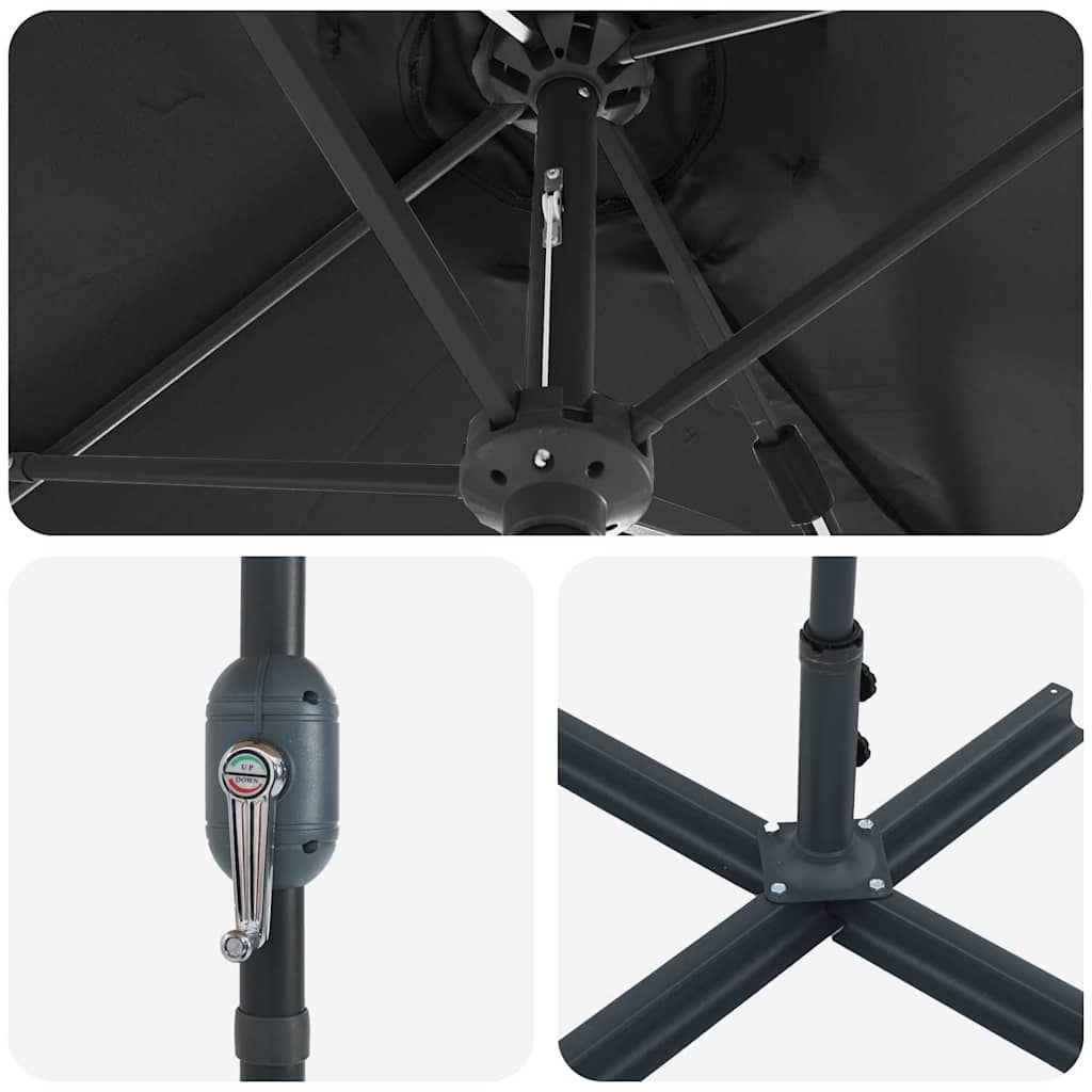 Ομπρέλα Κήπου Μαύρο 370 x 197 x 239 εκ.