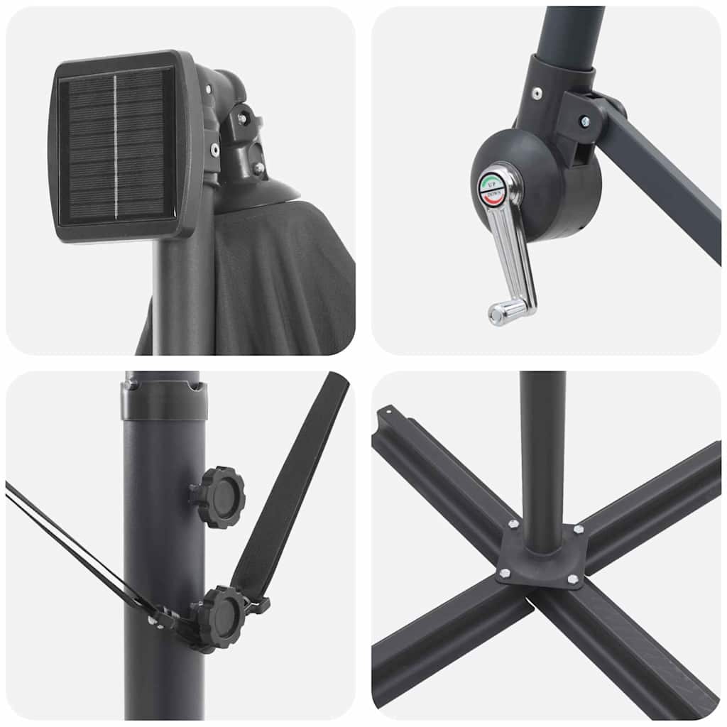 Ομπρέλα ηλίου με φώτα λωρίδας LED Ανθρακί 294 x 294 x 248 cm - Pakobazaar