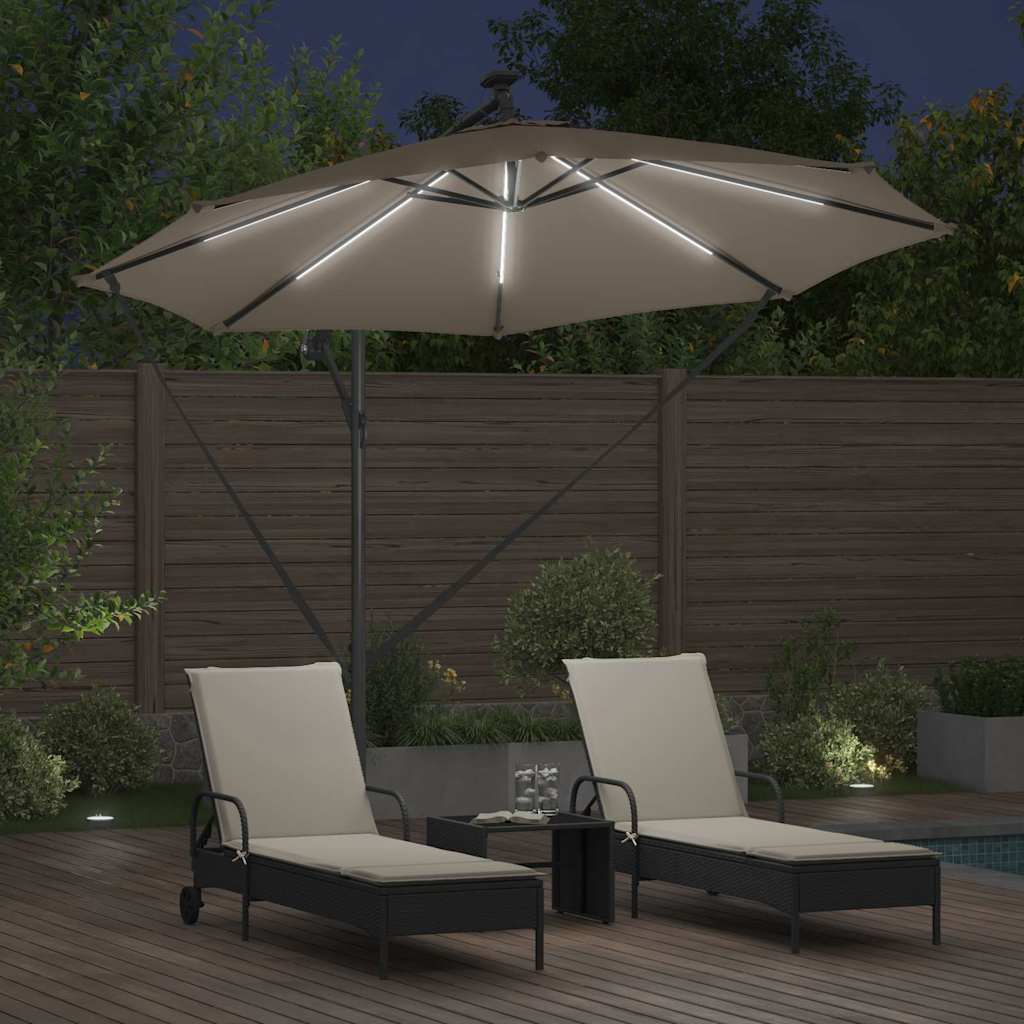 Ομπρέλα ηλίου με φώτα λωρίδας LED Taupe 294 x 294 x 248 cm - Pakobazaar