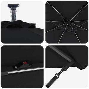 Ομπρέλα ηλίου με φώτα λωρίδας LED Μαύρο 294 x 294 x 248 cm - Pakobazaar