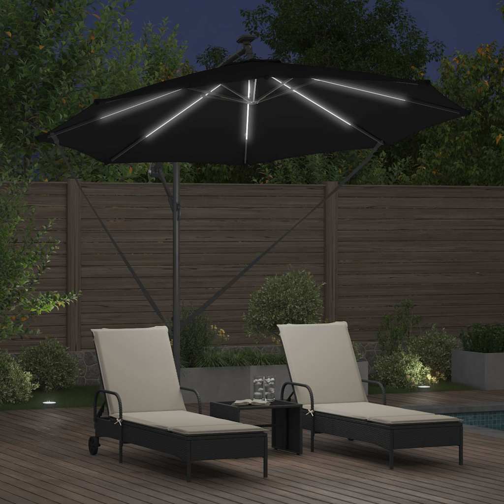 Ομπρέλα ηλίου με φώτα λωρίδας LED Μαύρο 294 x 294 x 248 cm - Pakobazaar