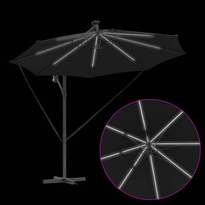 Ομπρέλα ηλίου με φώτα λωρίδας LED Μαύρο 294 x 294 x 248 cm - Pakobazaar