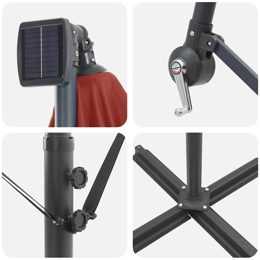 Ομπρέλα ηλίου με φώτα λωρίδας LED Τερακότα 294 x 294 x 248 cm - Pakobazaar