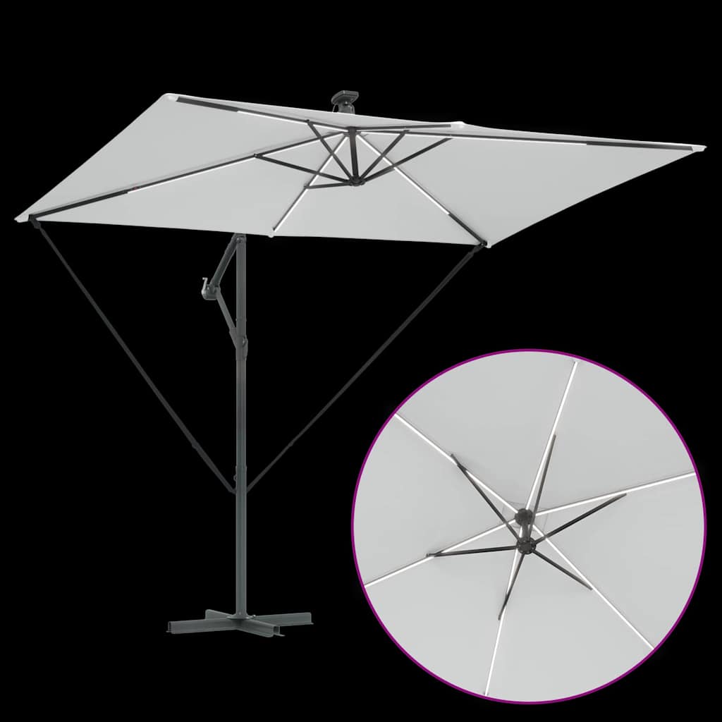 Ομπρέλα ηλίου με φώτα λωρίδας LED Άμμος 294 x 200 x 270 εκ - Pakobazaar