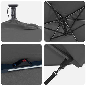 Ομπρέλα ηλίου με φώτα λωρίδας LED Ανθρακί 294 x 200 x 270 εκ - Pakobazaar