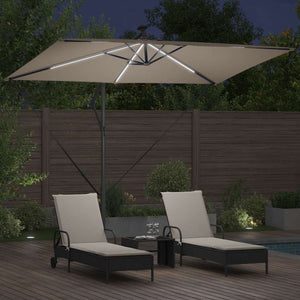 Ομπρέλα ηλίου με φώτα λωρίδας LED Taupe 294 x 200 x 270 εκ - Pakobazaar