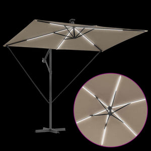 Ομπρέλα ηλίου με φώτα λωρίδας LED Taupe 294 x 200 x 270 εκ - Pakobazaar