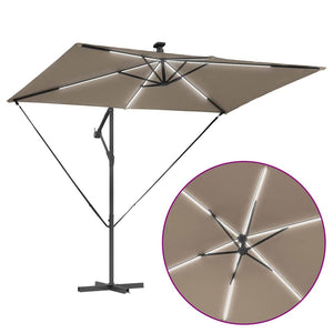 Ομπρέλα ηλίου με φώτα λωρίδας LED Taupe 294 x 200 x 270 εκ - Pakobazaar