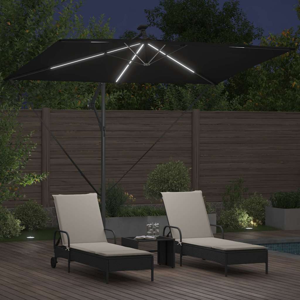 Ομπρέλα ηλίου με φώτα λωρίδας LED Μαύρο 294 x 200 x 270 εκ - Pakobazaar