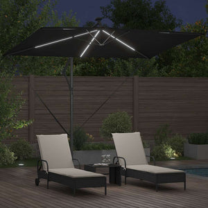 Ομπρέλα ηλίου με φώτα λωρίδας LED Μαύρο 294 x 200 x 270 εκ - Pakobazaar