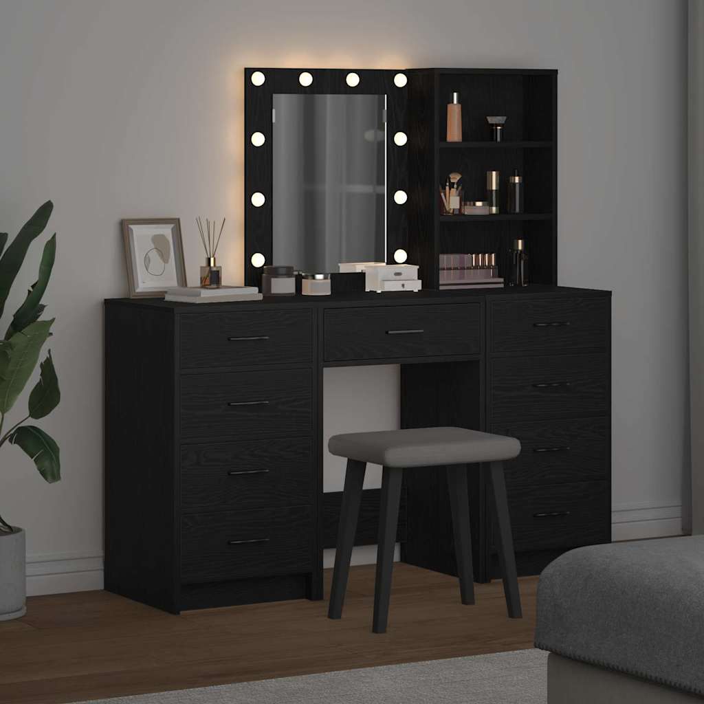 Τραπέζι περιποίησης με συρτάρι 3 pcs Μαύρο 40 x 41 x 135 εκ. - Pakobazaar