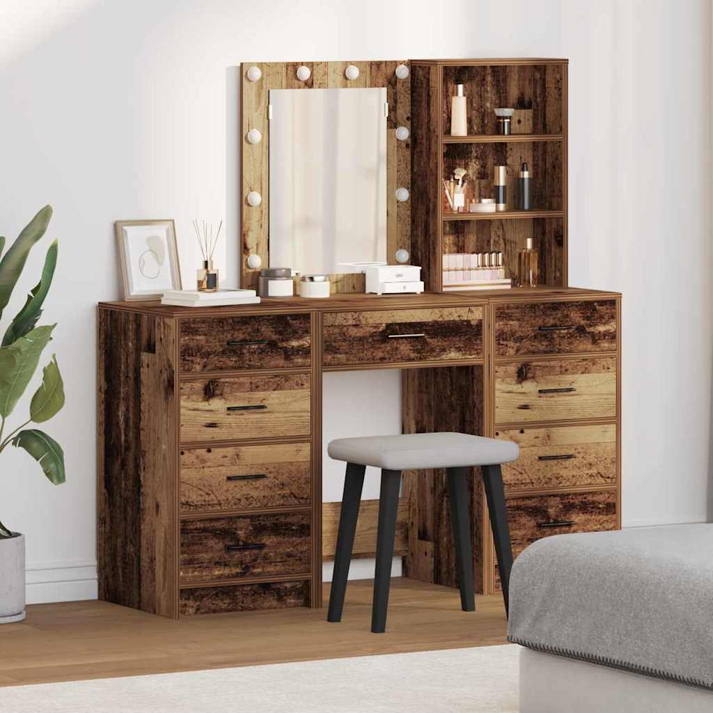 Τραπέζι περιποίησης με συρτάρι 3 pcs Καφέ Επεξεργασμένο ξύλο