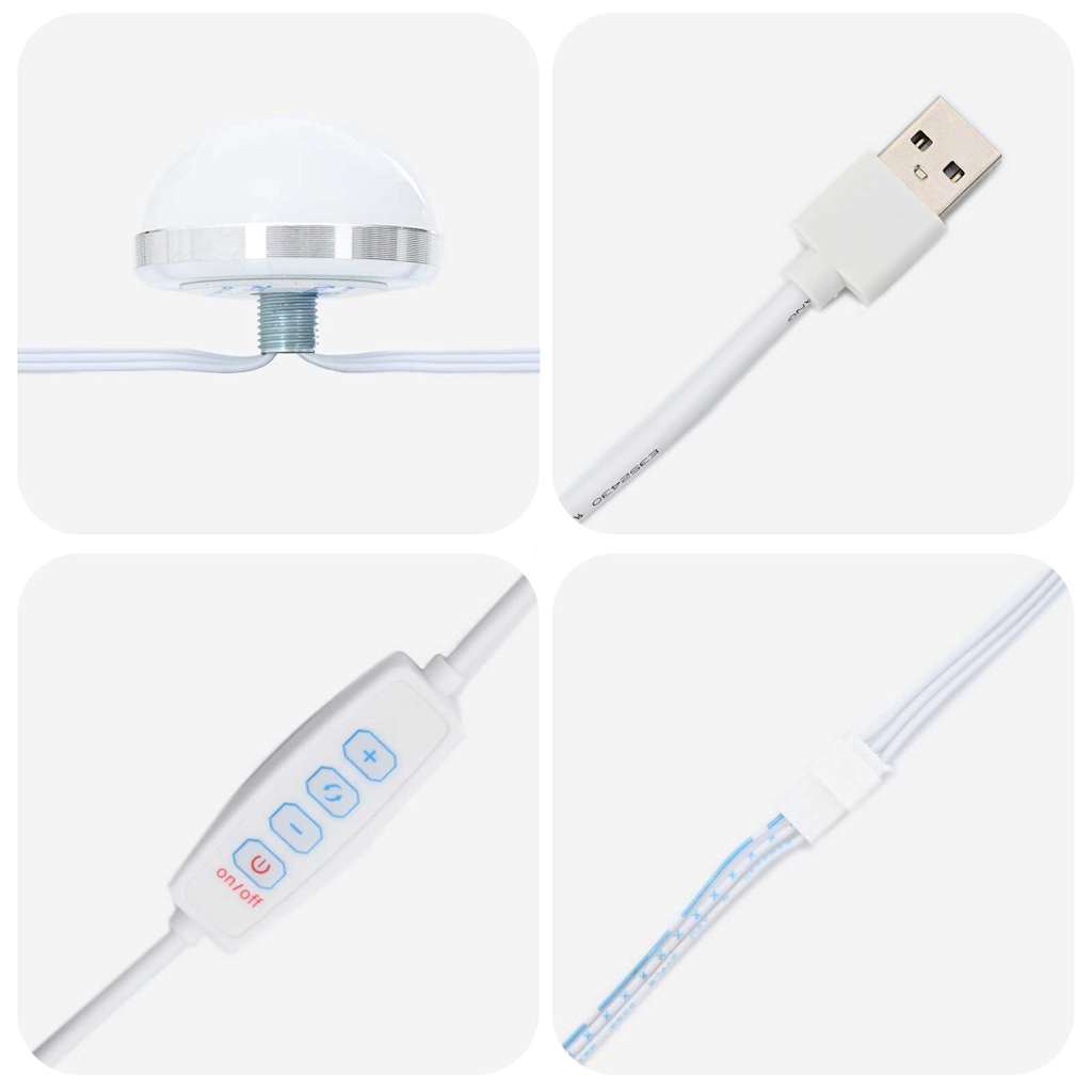 Σετ Τραπέζι Ντυσίματος με LED με φώτα καθρέφτη 2 pcs Μαύρη Οξυά