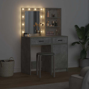 Σετ Τραπέζι Ντυσίματος με LED με συρτάρι 2 pcs Σκυρόδεμα Γκρι - Pakobazaar