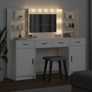 Σετ Τραπέζι Ντυσίματος με LED 3 pcs Λευκό Επεξεργασμένο ξύλο - Pakobazaar