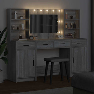 Σετ Τραπέζι Ντυσίματος με LED με συρτάρι 3 pcs Γκρίζο Σονομα - Pakobazaar