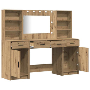 Σετ Τραπέζι Ντυσίματος με LED με συρτάρι 3 pcs Artisan Oak - Pakobazaar