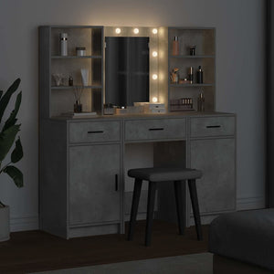 Σετ Τραπέζι Ντυσίματος με LED με συρτάρι 3 pcs Σκυρόδεμα Γκρι - Pakobazaar