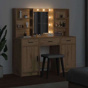 Σετ Τραπέζι Ντυσίματος με LED με συρτάρι 3 pcs Artisan Oak - Pakobazaar