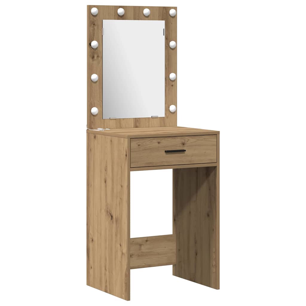 Σετ Τραπέζι Ντυσίματος με LED με συρτάρι 3 pcs Artisan Oak - Pakobazaar