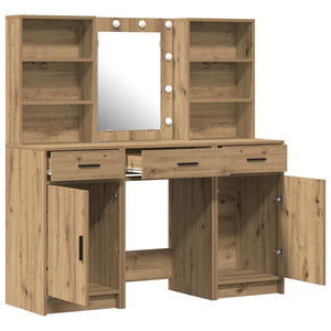 Σετ Τραπέζι Ντυσίματος με LED με συρτάρι 3 pcs Artisan Oak - Pakobazaar