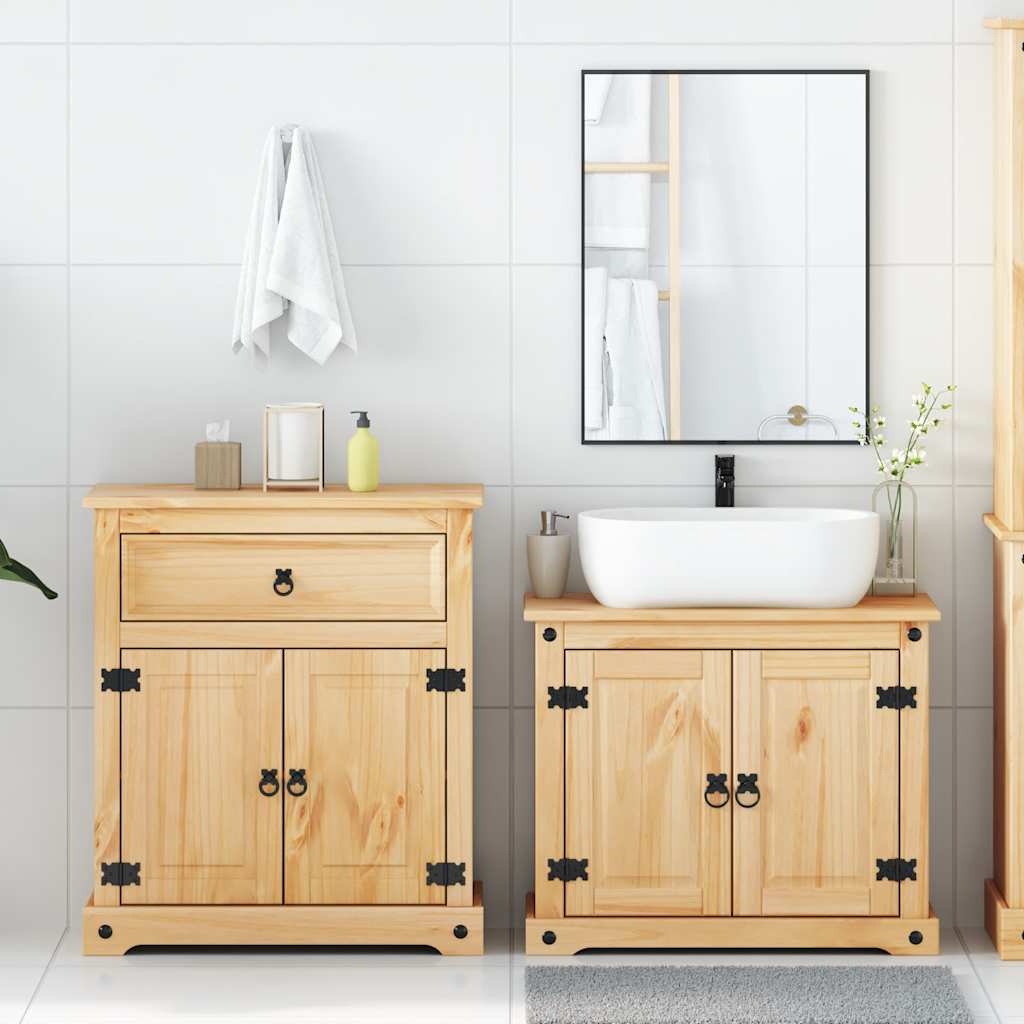 Σετ Έπιπλα Μπάνιου 2 Τεμαχίων Corona από Μασίφ Ξύλο Πεύκου - Pakobazaar