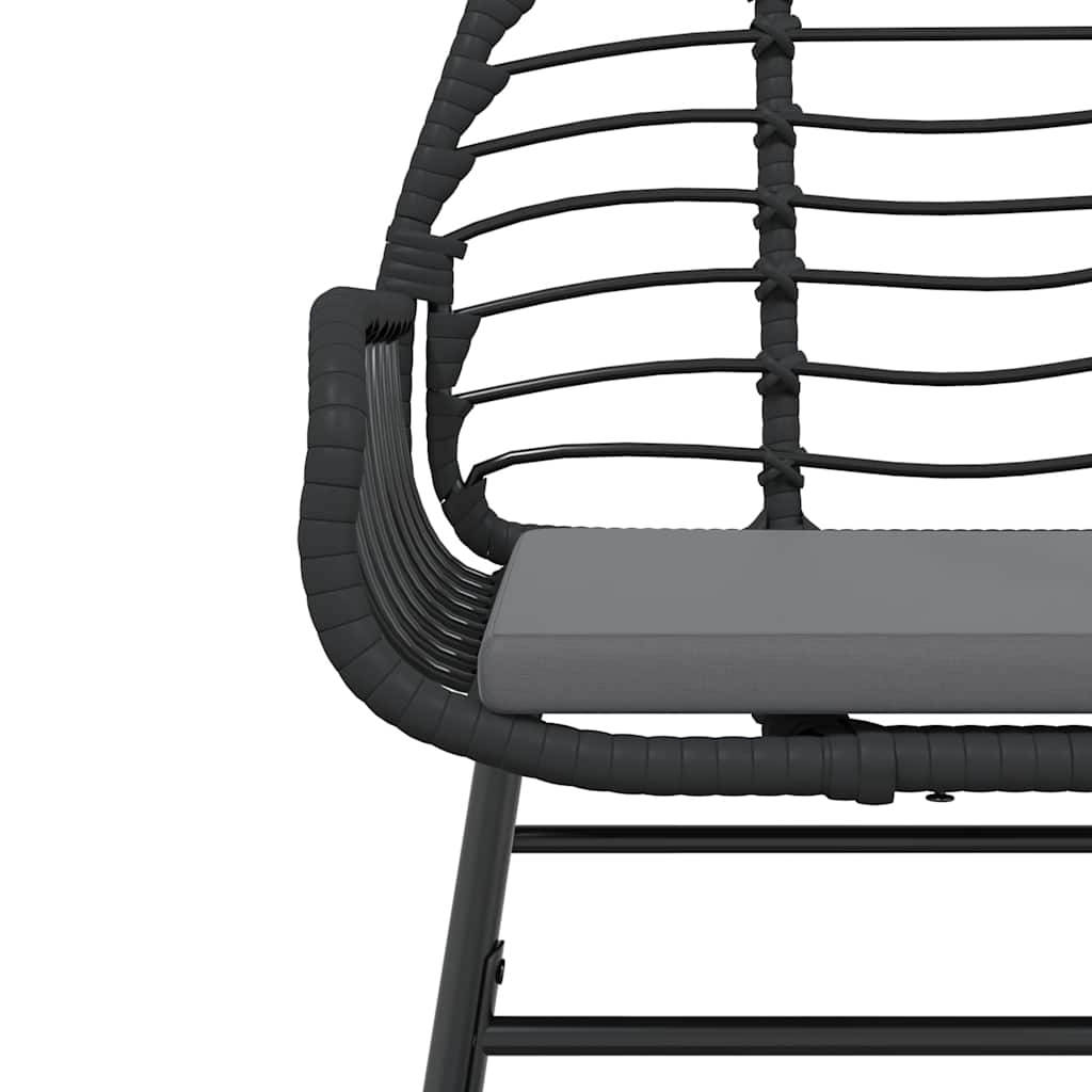 Σετ Τραπεζαρίας Κήπου 7Τεμ. Μαύρο Συνθ.Ρατάν/Γυαλί με Μαξιλάρια