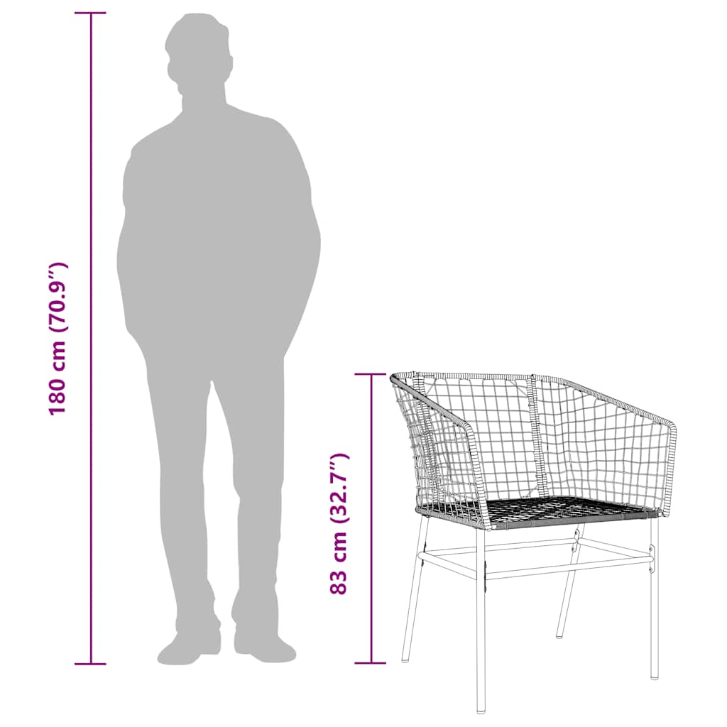 Σετ Τραπεζαρίας Κήπου 3 Τεμαχίων Μαύρο Συνθετικό Ρατάν/Γυαλί