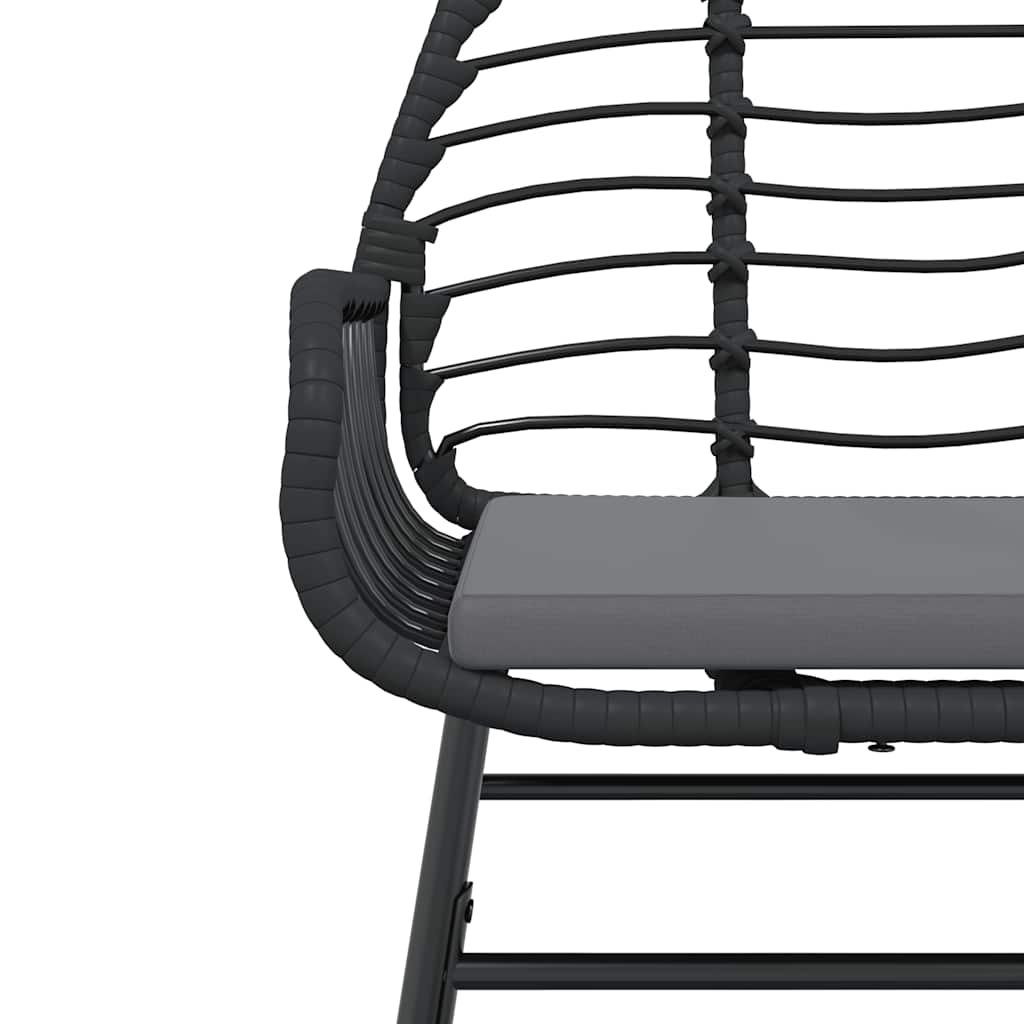 Σετ Τραπεζαρίας Κήπου 3τεμ. Μαύρο Συνθ.Ρατάν/Γυαλί με Μαξιλάρια - Pakobazaar