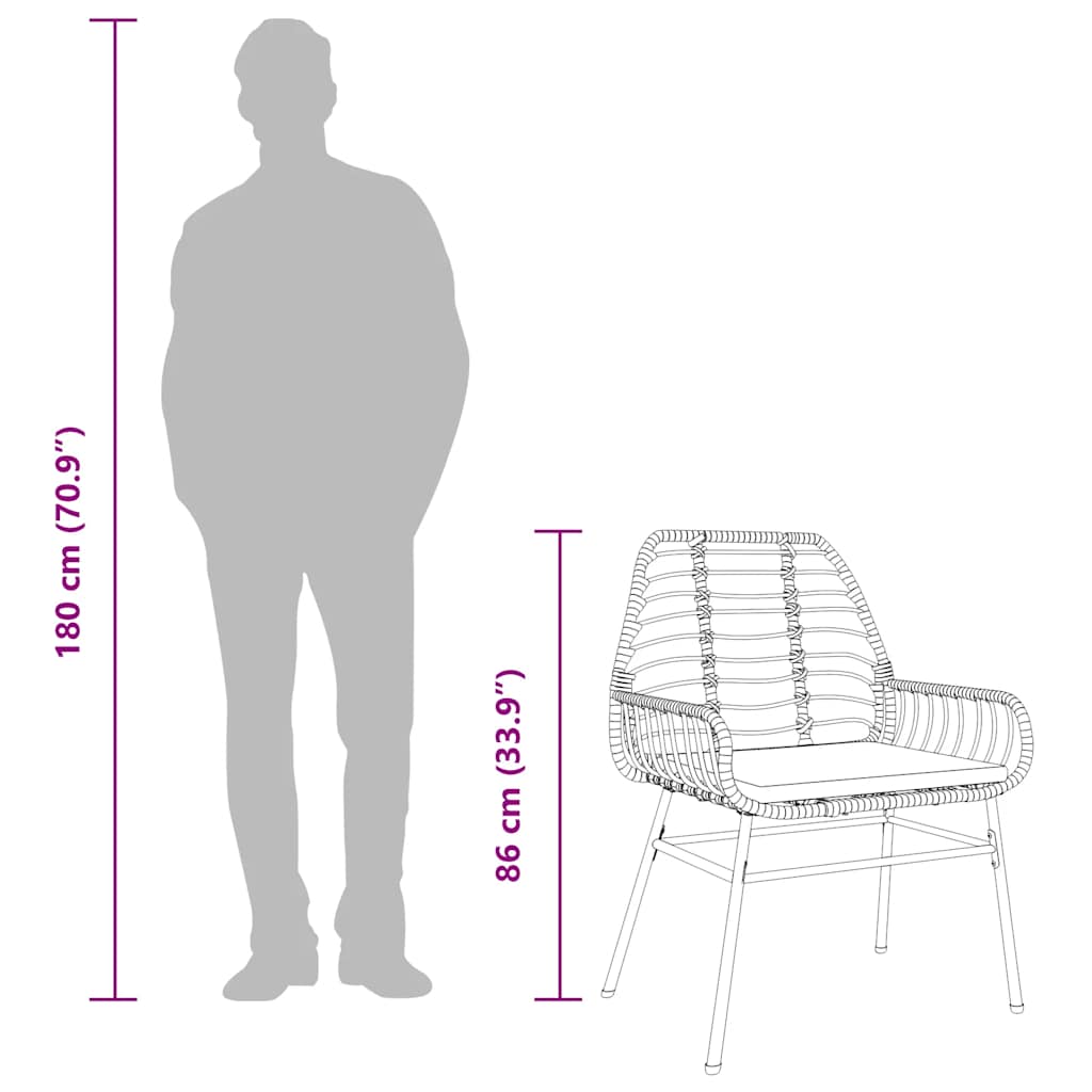 Σετ Τραπεζαρίας Κήπου 3τεμ. Μαύρο Συνθ.Ρατάν/Γυαλί με Μαξιλάρια - Pakobazaar