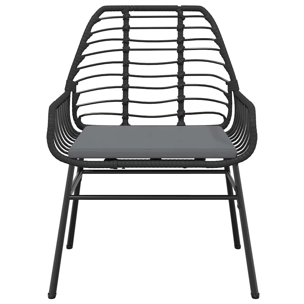 Σετ Τραπεζαρίας Κήπου 9 τεμ Μαύρο Συνθ.Ρατάν/Γυαλί με Μαξιλάρια