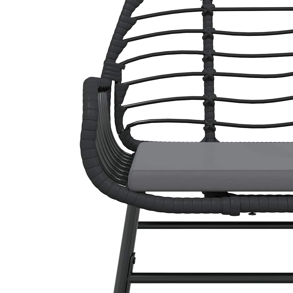 Σετ Τραπεζαρίας Κήπου 9 τεμ Μαύρο Συνθ.Ρατάν/Γυαλί με Μαξιλάρια