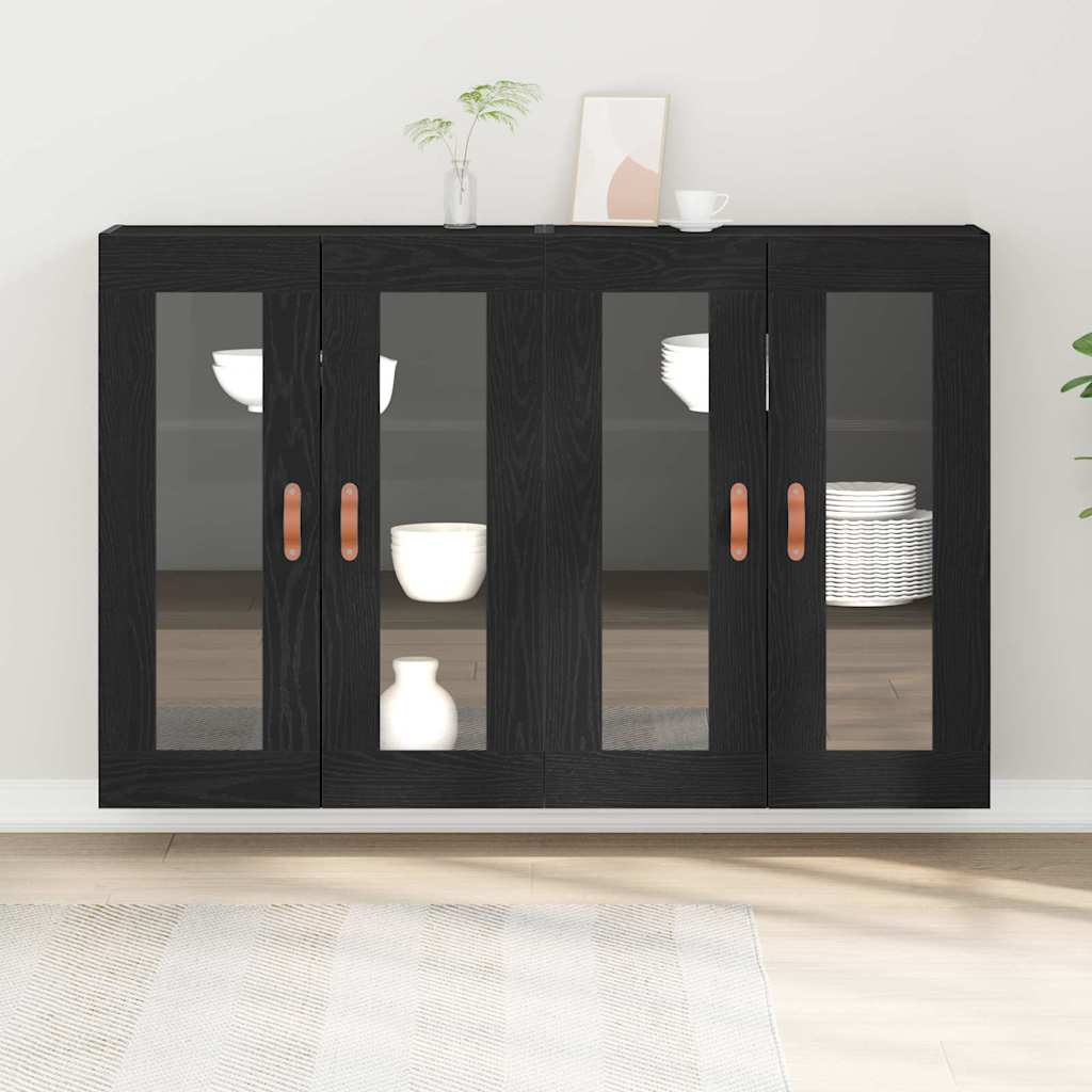 Ντουλάπια Τοίχου 2 pcs Μαύρη Οξυά 69,5 x 34 x 90 εκ.