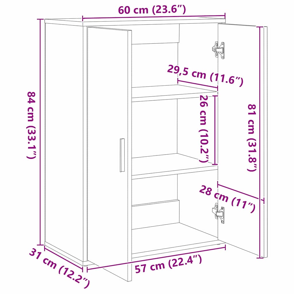 Πλαϊνό γραφείο 2 pcs Artisan Oak 60 x 31 x 84 εκ. - Pakobazaar