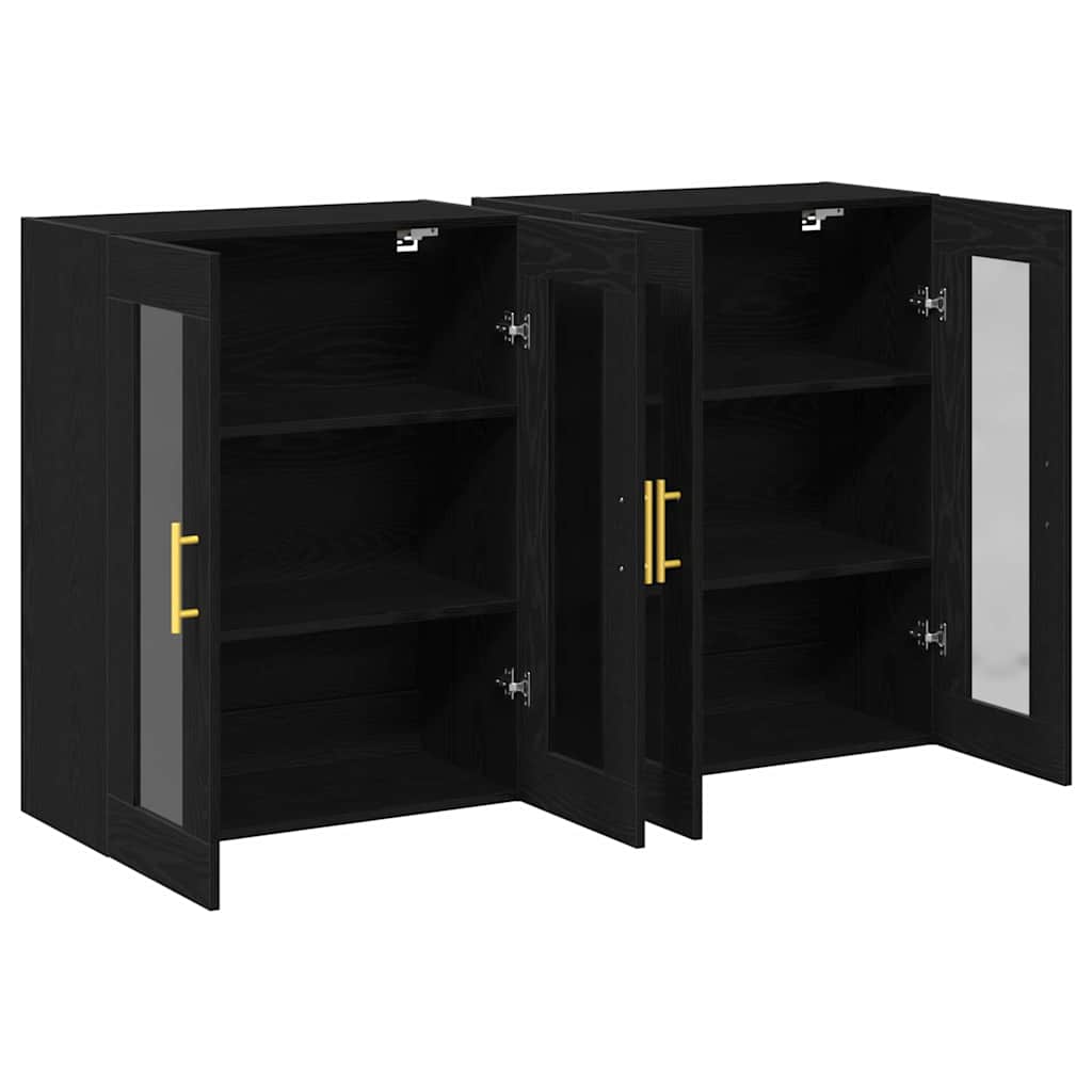 Ντουλάπια Τοίχου 2 pcs Μαύρη Οξυά 69,5 x 34 x 90 εκ.