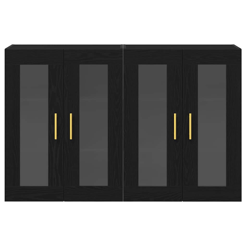 Ντουλάπια Τοίχου 2 pcs Μαύρη Οξυά 69,5 x 34 x 90 εκ.