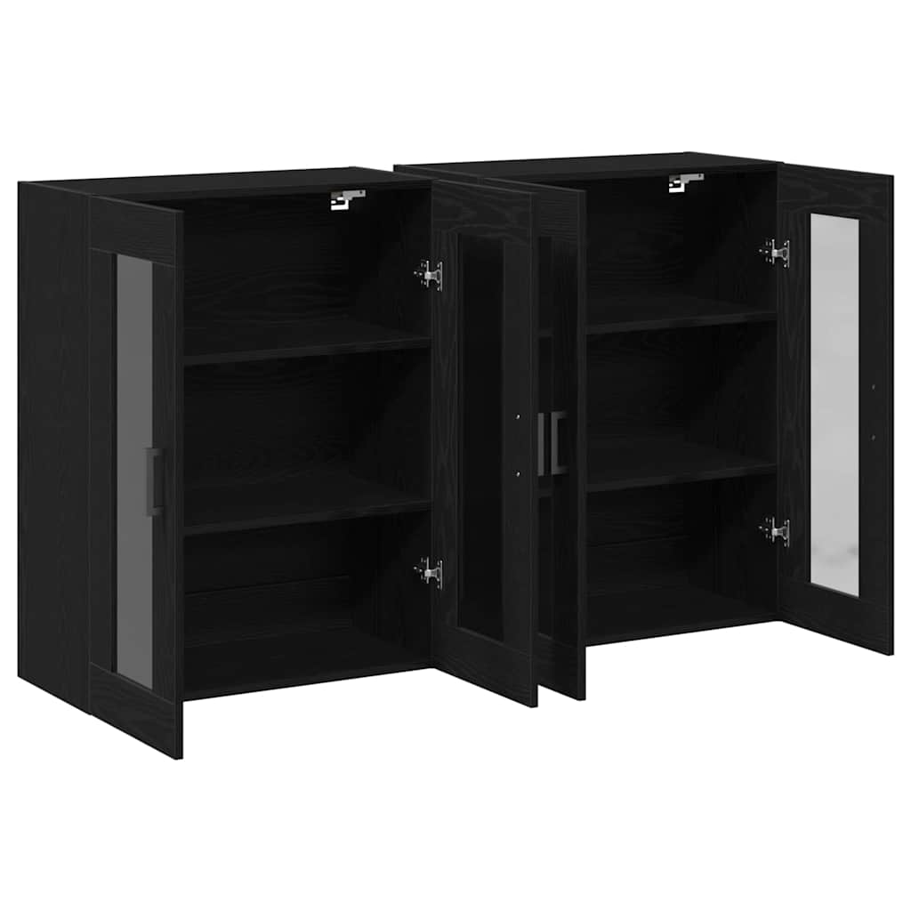 Ντουλάπια Τοίχου 2 pcs Μαύρη Οξυά 69,5 x 34 x 90 εκ.