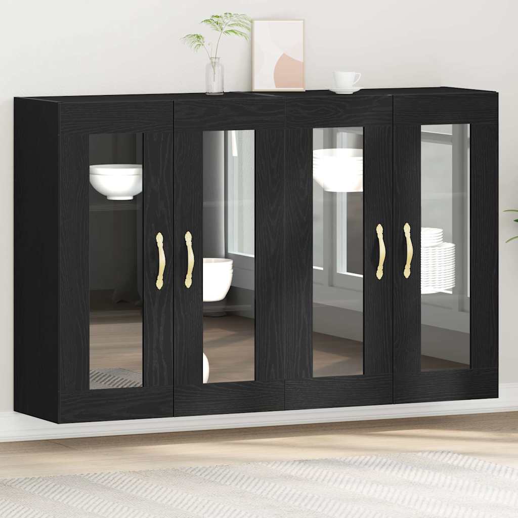 Ντουλάπια Τοίχου 2 pcs Μαύρη Οξυά 69,5 x 34 x 90 εκ.