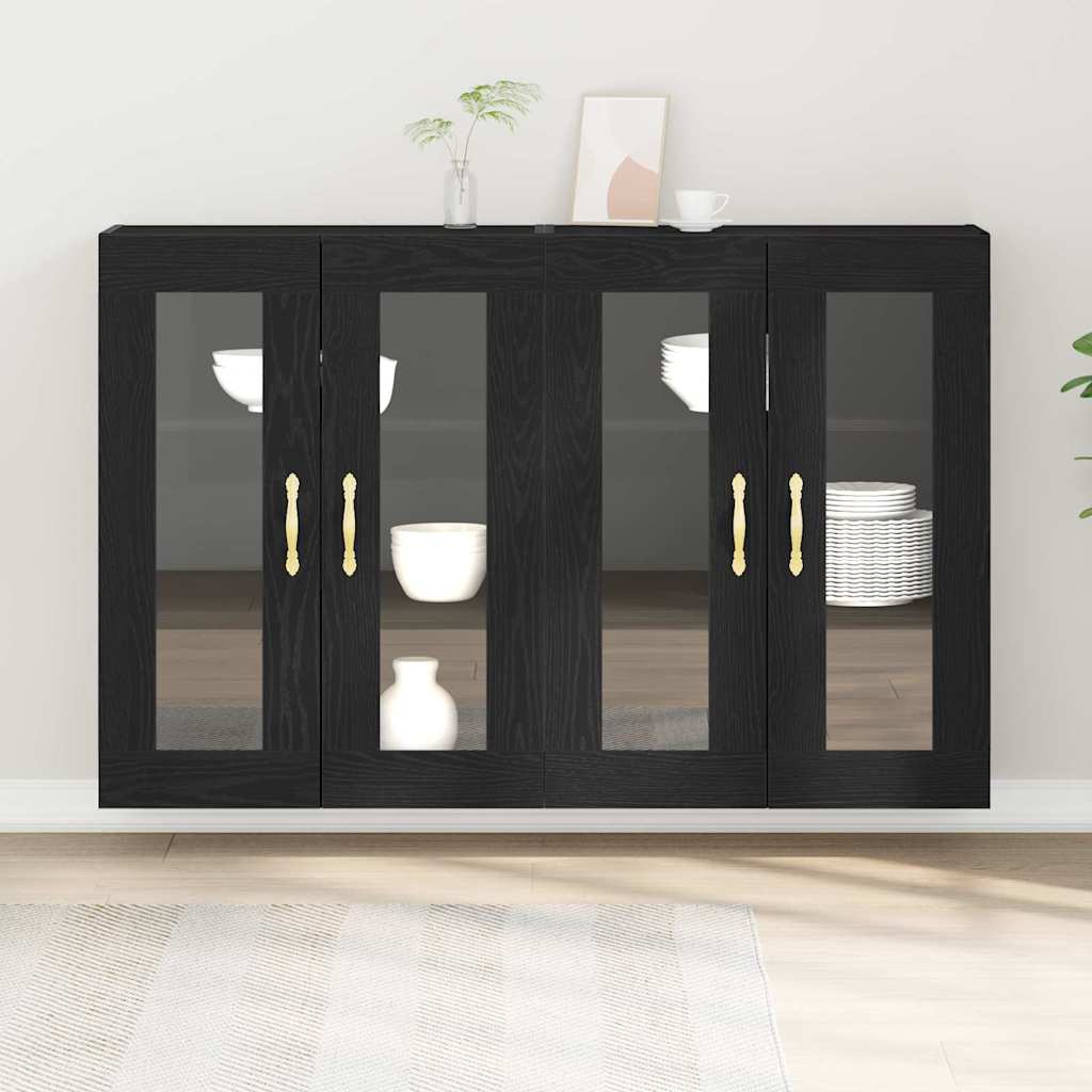 Ντουλάπια Τοίχου 2 pcs Μαύρη Οξυά 69,5 x 34 x 90 εκ.