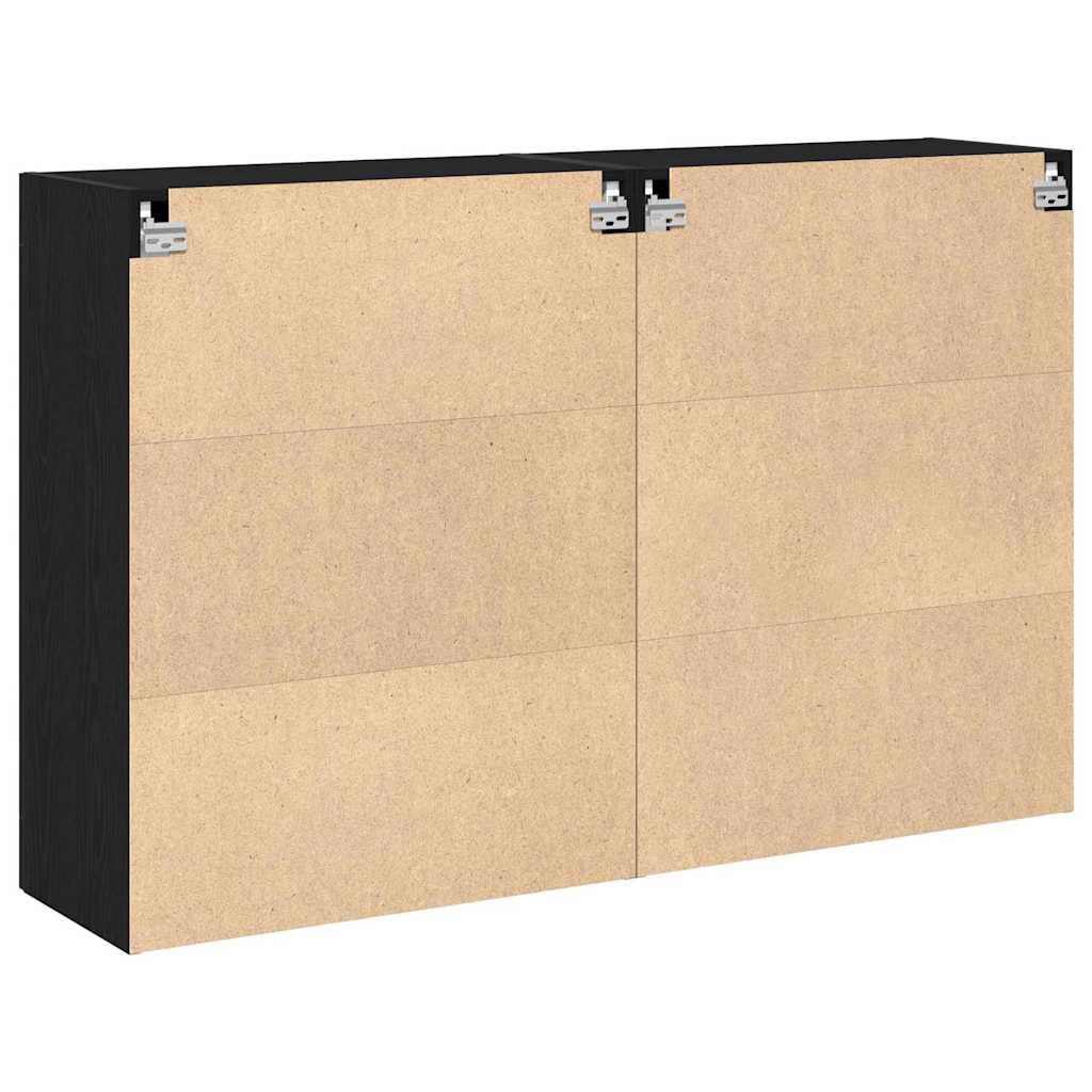 Ντουλάπια Τοίχου 2 pcs Μαύρη Οξυά 69,5 x 34 x 90 εκ.