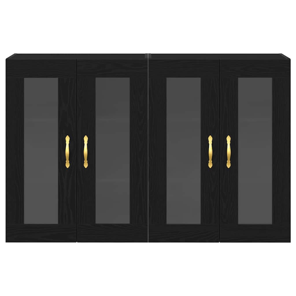 Ντουλάπια Τοίχου 2 pcs Μαύρη Οξυά 69,5 x 34 x 90 εκ.