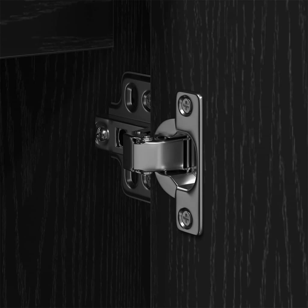 Σετ Επίπλων Μπάνιου με ράφι 2 pcs Μαύρο Επεξεργασμένο ξύλο - Pakobazaar