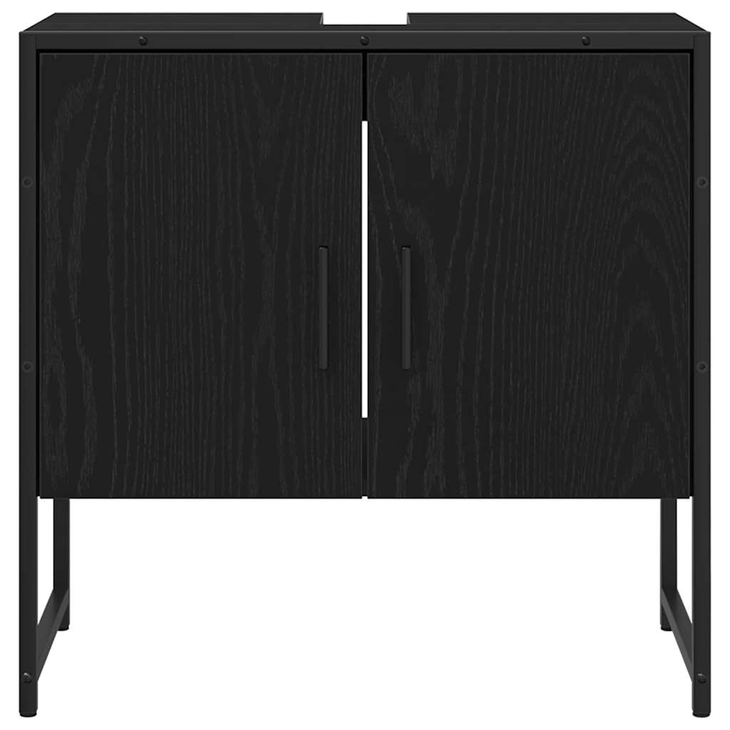 Σετ Επίπλων Μπάνιου Επιτοίχιο 2 pcs Μαύρο Επεξεργασμένο ξύλο