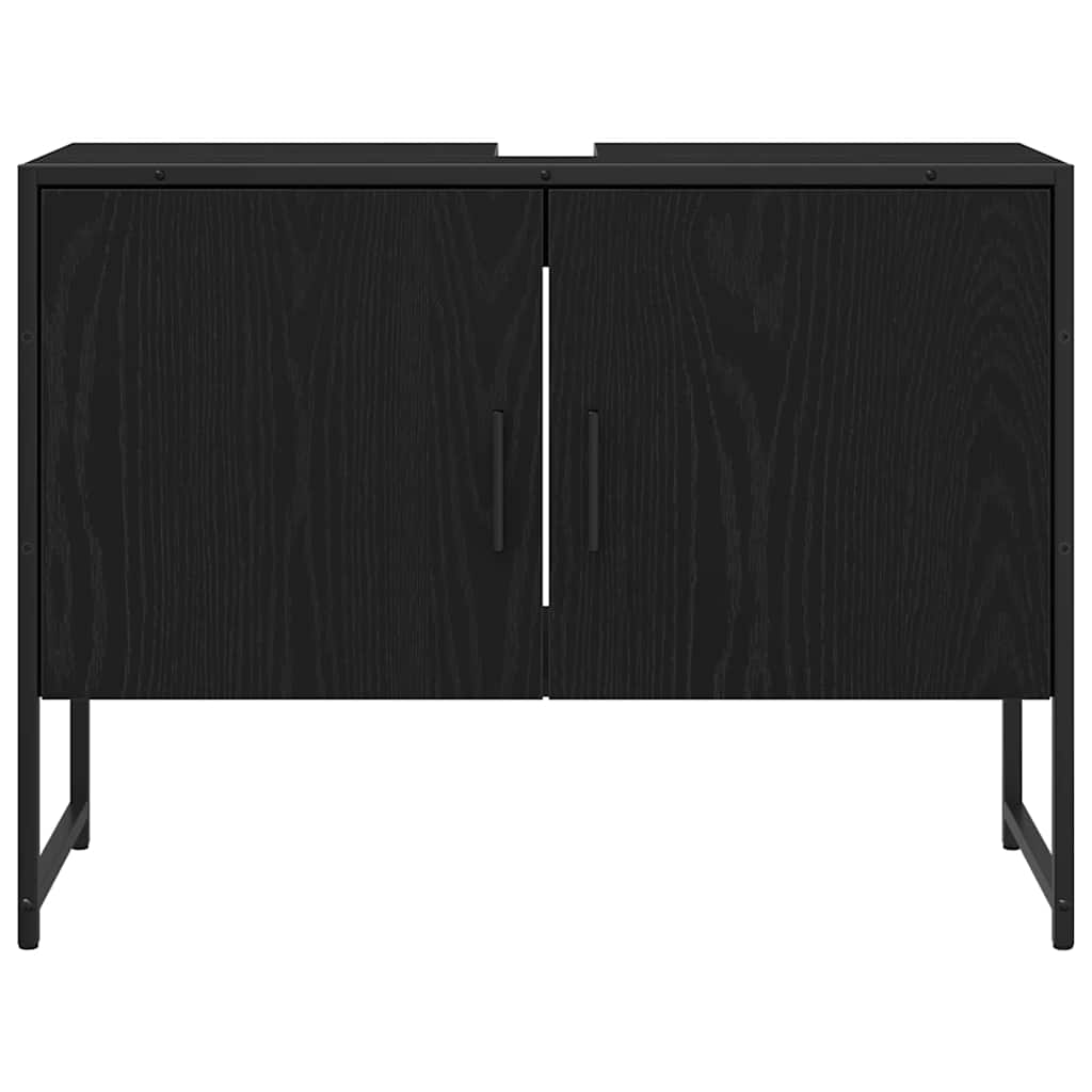 Σετ Επίπλων Μπάνιου Επιτοίχιο 2 pcs Μαύρο Επεξεργασμένο ξύλο