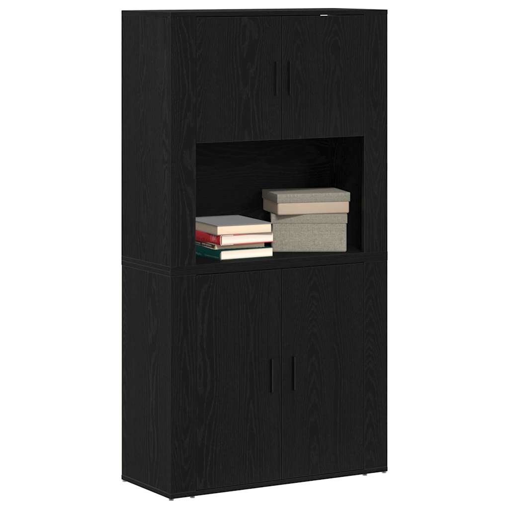 Highboard Μαύρη Οξυά 80 x 33 x 150 εκ Επεξεργασμένο ξύλο - Pakobazaar