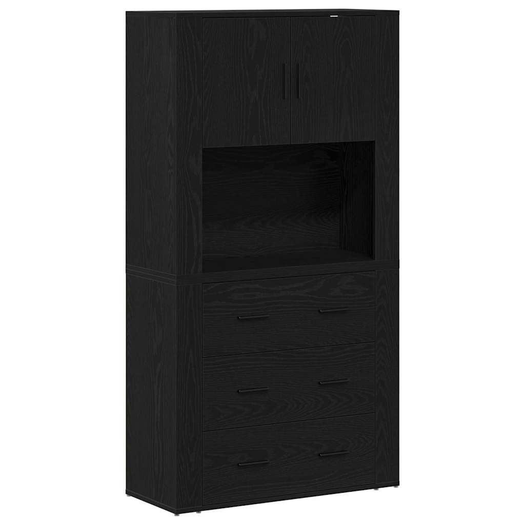 Highboard Μαύρη Οξυά 80 x 33 x 150 εκ Επεξεργασμένο ξύλο - Pakobazaar