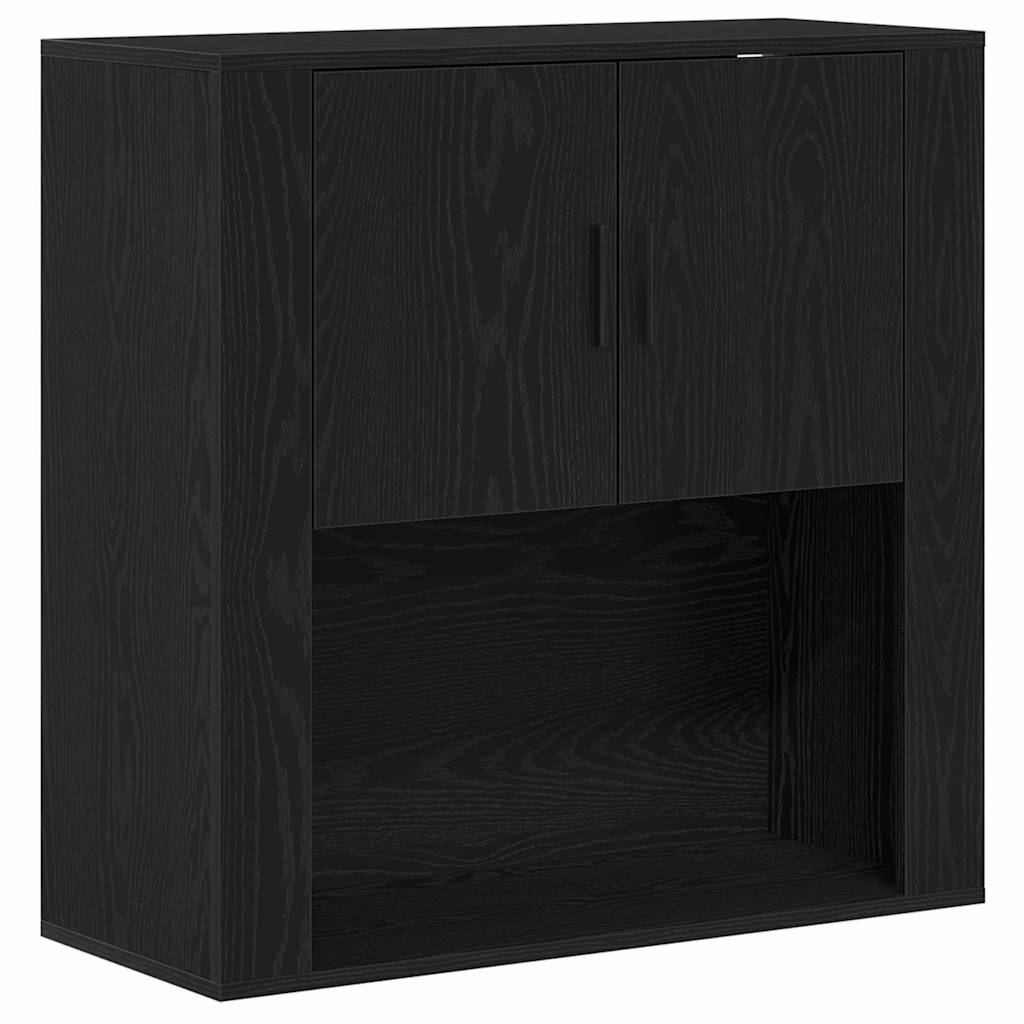 Highboard Μαύρη Οξυά 80 x 33 x 150 εκ Επεξεργασμένο ξύλο - Pakobazaar