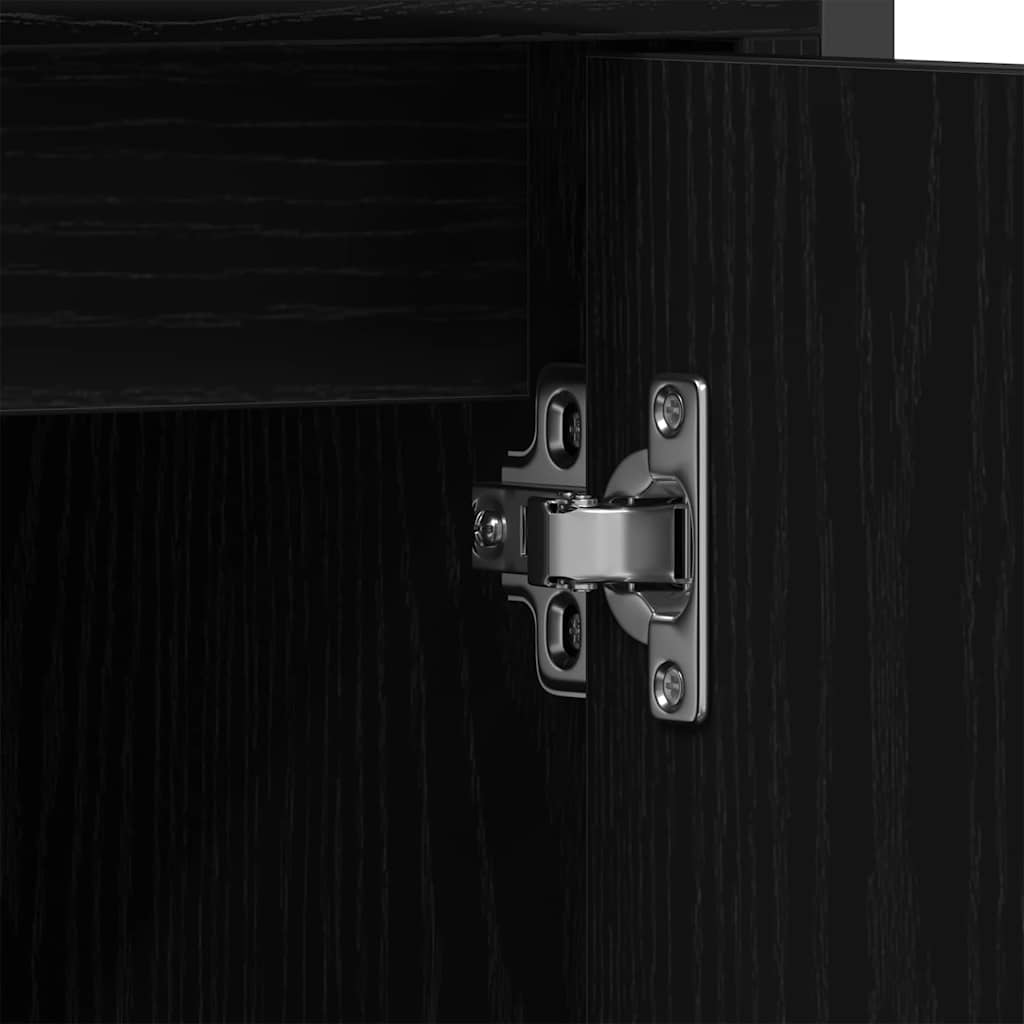 Μονάδες Νιπτήρα Μπάνιου με ράφι 3 pcs Μαύρο Επεξεργασμένο ξύλο - Pakobazaar