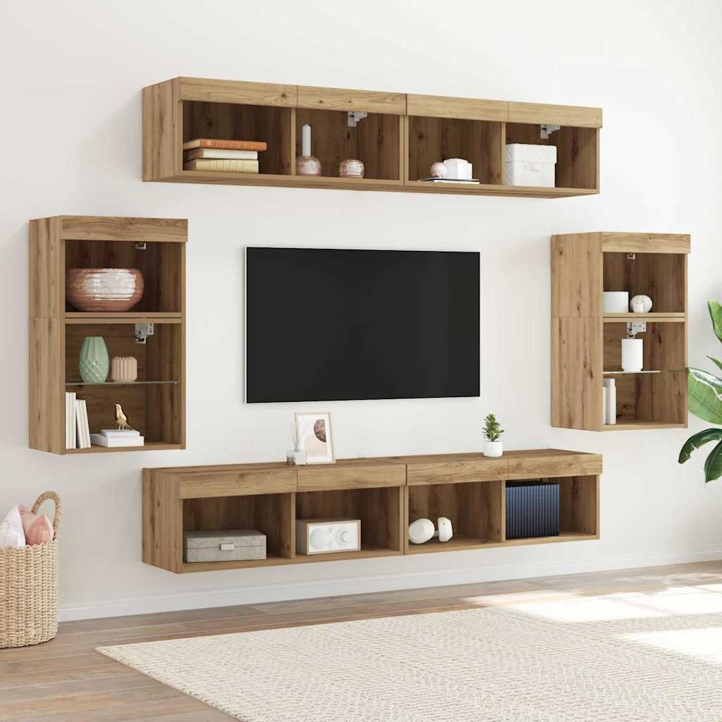 Σετ επίπλου τηλεόρασης 8 pcs artisan δρυς Επεξεργασμένο ξύλο