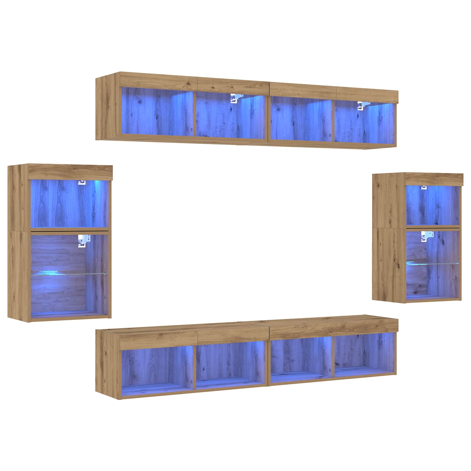 Σετ επίπλου τηλεόρασης 8 pcs artisan δρυς Επεξεργασμένο ξύλο
